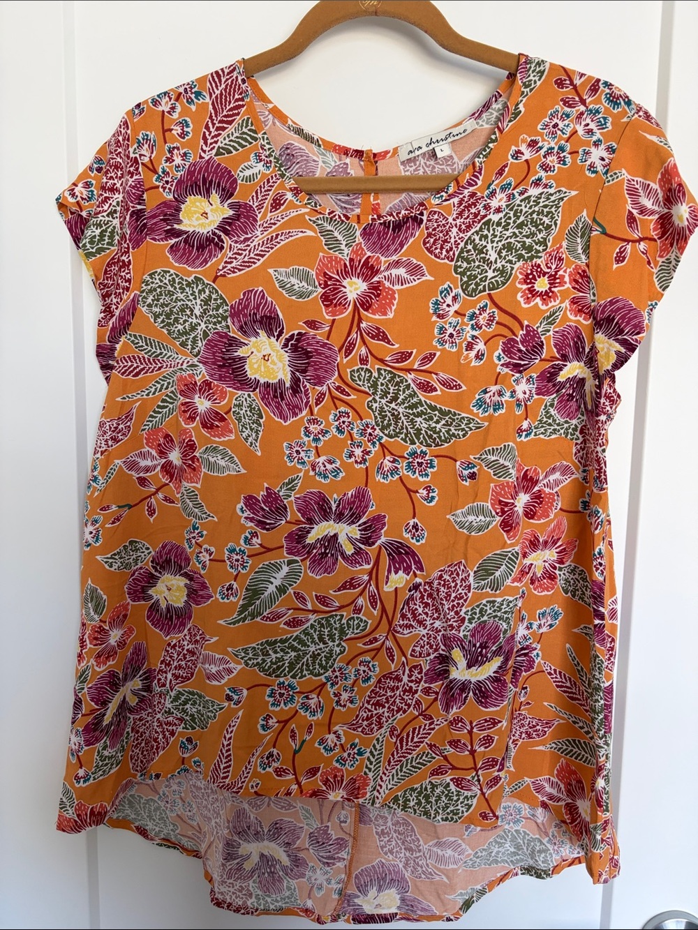 Pink Floral Cap-Sleeve Top by Ara Christine